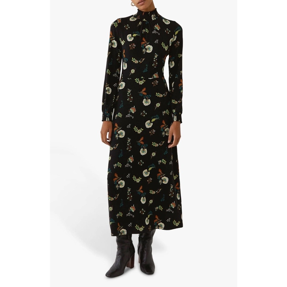 Warehouse Dark Romantic Fairy Grunge Event Feminine Floral Midi Dress Women's 10